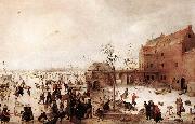 AVERCAMP, Hendrick A Scene on the Ice near a Town fg Germany oil painting reproduction